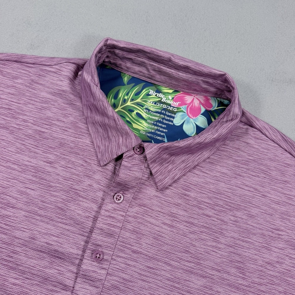 Birdie Bound Polo Shirt Mens XXL 3XL Purple Heather Stretch Performance Golf